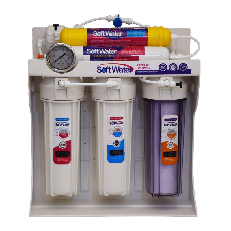 تصفیه آب ۷ مرحله ایی سافت واتر شاسی فایبر با فیلتر آلکالین